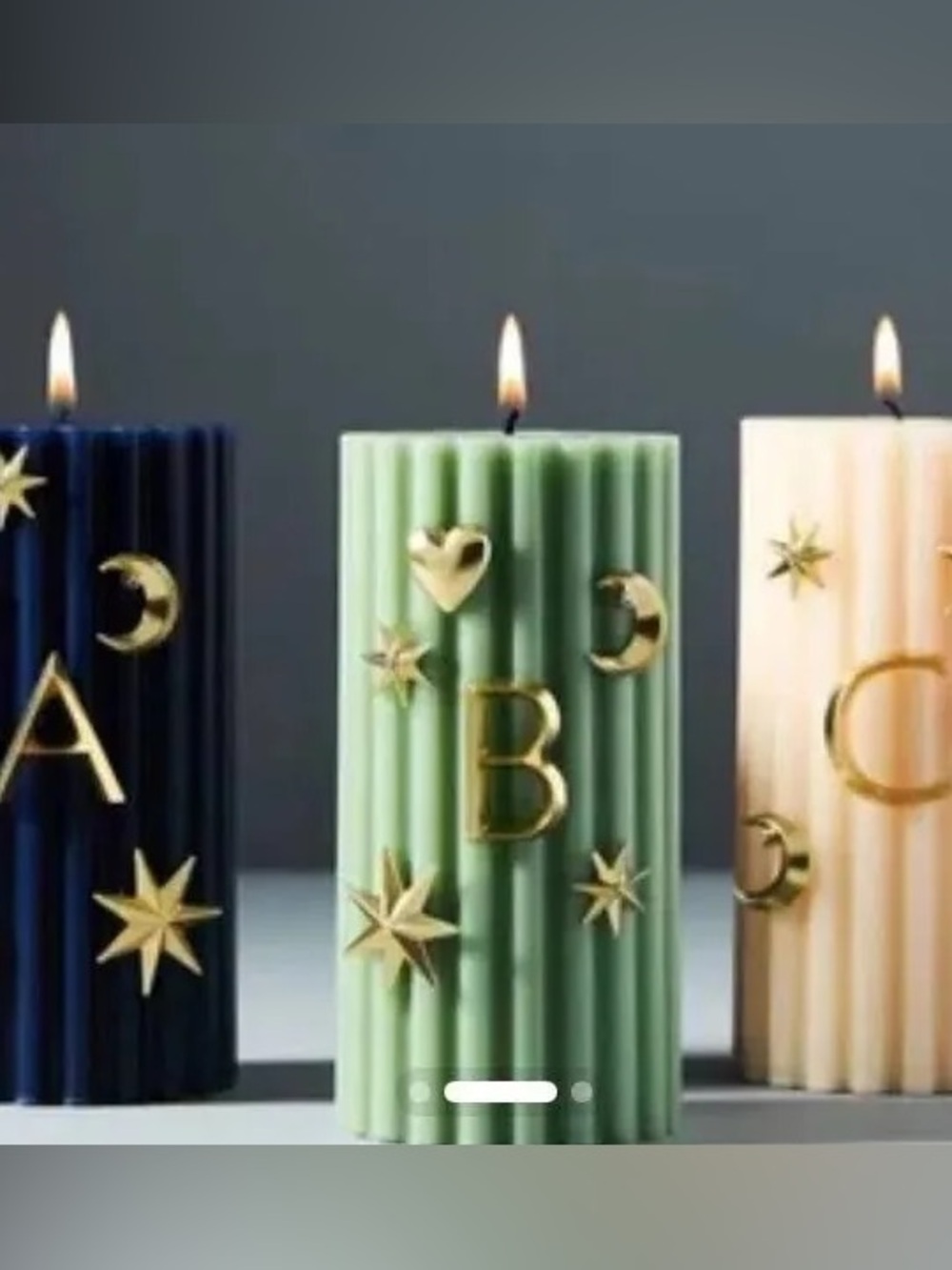 Anthropologie Candle Charms “E”Monogram Heart Stars Moon Gold NIB Great Gift